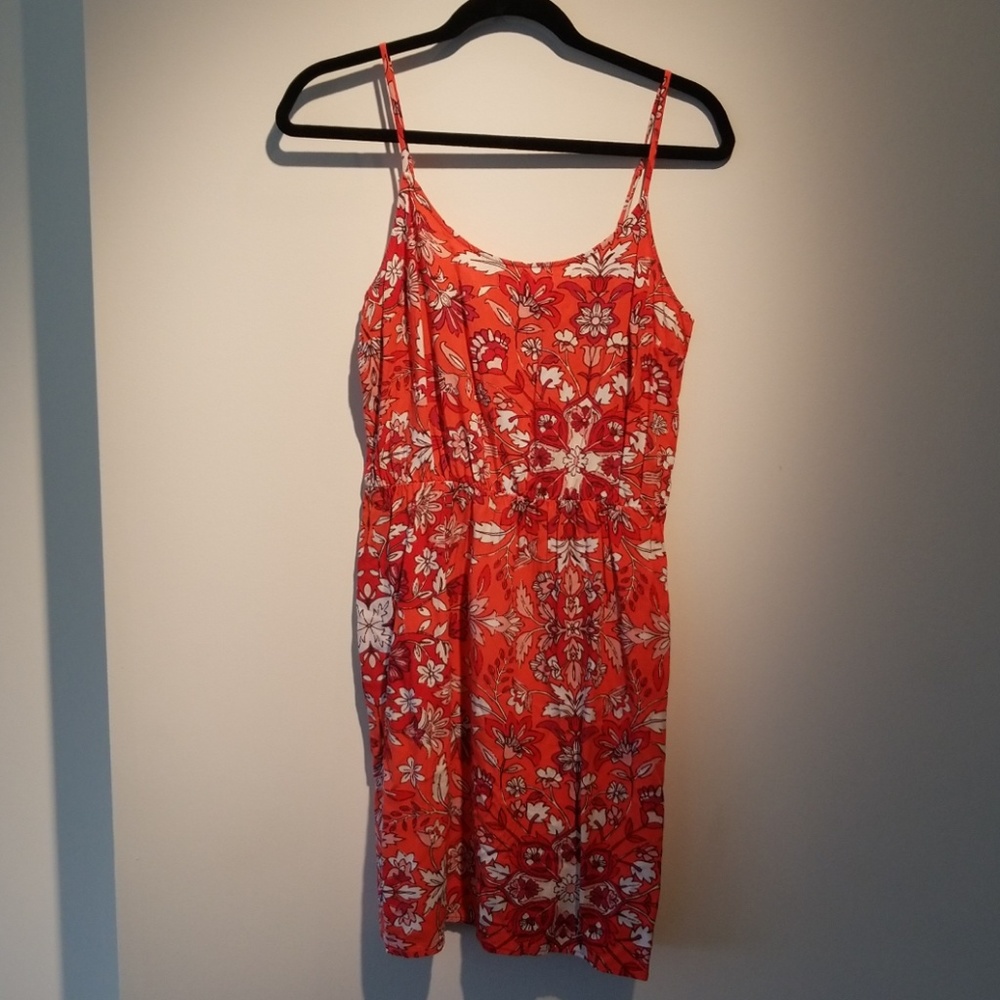Red floral summer dress